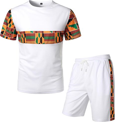 طقم تي شيرت وسروال قصير للرجال من ZEROYAA على الطراز الأفريقي، بدلة رياضية شبكية، ملابس Dashiki in Kuwait