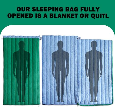 أكياس النوم للبالغين 3 مواسم الطقس الدافئ والبارد حقيبة تخييم مقاومة للماء - الأشخاص الذين يعانون من السمنة المفرطة حقيبة نوم معدات التخييم - المشي لمسافات طويلة في الهواء الطلق السفر على الظهر مع أكياس ضغط (أزرق داكن / أخضر) in Kuwait