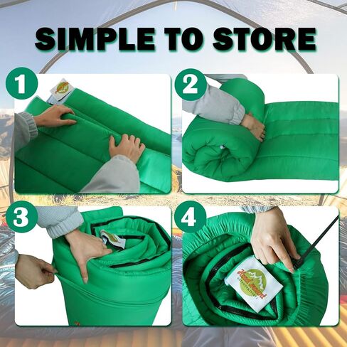 أكياس النوم للبالغين 3 مواسم الطقس الدافئ والبارد حقيبة تخييم مقاومة للماء - الأشخاص الذين يعانون من السمنة المفرطة حقيبة نوم معدات التخييم - المشي لمسافات طويلة في الهواء الطلق السفر على الظهر مع أكياس ضغط (أزرق داكن / أخضر) in Kuwait