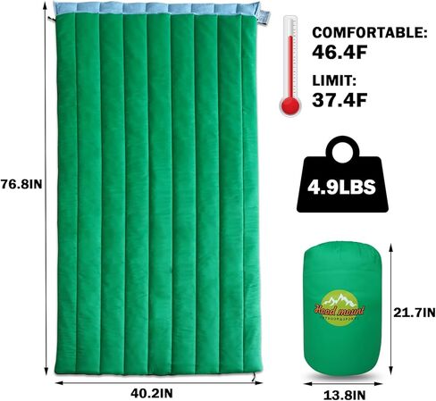 أكياس النوم للبالغين 3 مواسم الطقس الدافئ والبارد حقيبة تخييم مقاومة للماء - الأشخاص الذين يعانون من السمنة المفرطة حقيبة نوم معدات التخييم - المشي لمسافات طويلة في الهواء الطلق السفر على الظهر مع أكياس ضغط (أزرق داكن / أخضر) in Kuwait
