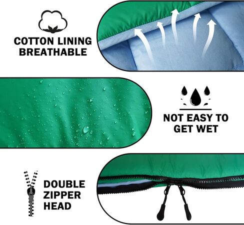 أكياس النوم للبالغين 3 مواسم الطقس الدافئ والبارد حقيبة تخييم مقاومة للماء - الأشخاص الذين يعانون من السمنة المفرطة حقيبة نوم معدات التخييم - المشي لمسافات طويلة في الهواء الطلق السفر على الظهر مع أكياس ضغط (أزرق داكن / أخضر) in Kuwait