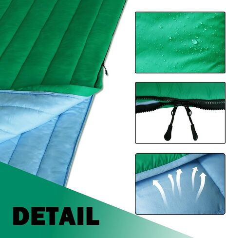 أكياس النوم للبالغين 3 مواسم الطقس الدافئ والبارد حقيبة تخييم مقاومة للماء - الأشخاص الذين يعانون من السمنة المفرطة حقيبة نوم معدات التخييم - المشي لمسافات طويلة في الهواء الطلق السفر على الظهر مع أكياس ضغط (أزرق داكن / أخضر) in Kuwait