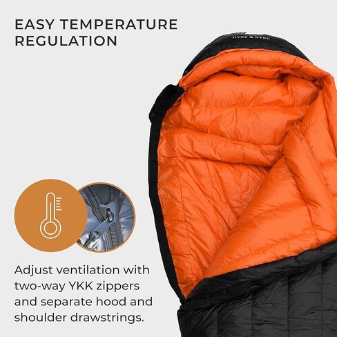 Hyke & Byke Eolus 0°F Cold Weather Mummy Hiking & Backpacking Sleeping Bag - Goose Down 800 FP 4 Season Sleeping Bags for Adults - Ultralight with Compression Stuff Sack in Kuwait