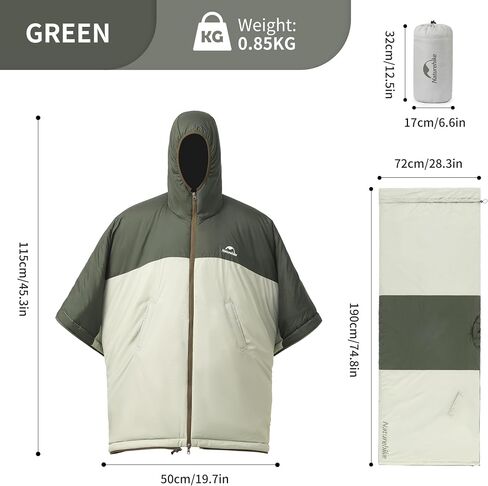 Naturehike Poncho Sleeping Bags, Wearable Hooded Sleeping Bag, Convertible Cape&Jacket&Blanket, Teflon Protective Fabric, Filled with Premium Imitation Silk Cotton, for Outdoor, Camping, Home, Office… in Saudi Arabia