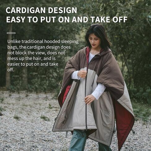 Naturehike Poncho Sleeping Bags, Wearable Hooded Sleeping Bag, Convertible Cape&Jacket&Blanket, Teflon Protective Fabric, Filled with Premium Imitation Silk Cotton, for Outdoor, Camping, Home, Office… in Saudi Arabia