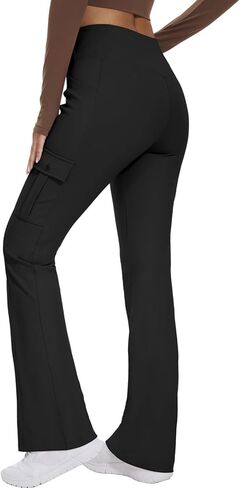 Flare Leggings for Women Yoga Crossover High Waist Pants with Tummy Control Workout Cargo with 5 Pockets Bootcut Leggings in Saudi Arabia