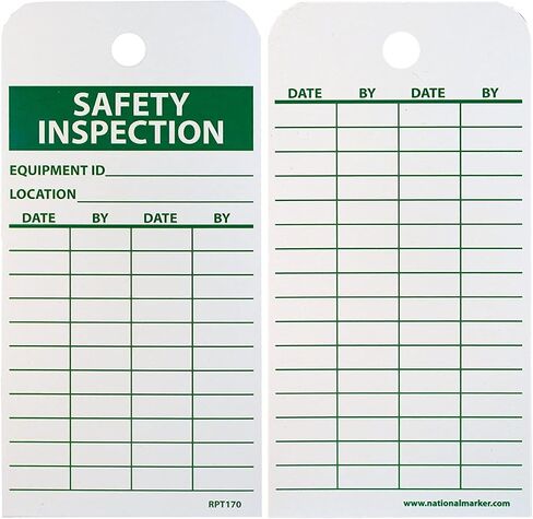NMC Inspection Record Tag with Ties, 25-Pack, Double-Sided, 3" x 6" Unrippable Vinyl, Made In The USA, RPT170 in Saudi Arabia