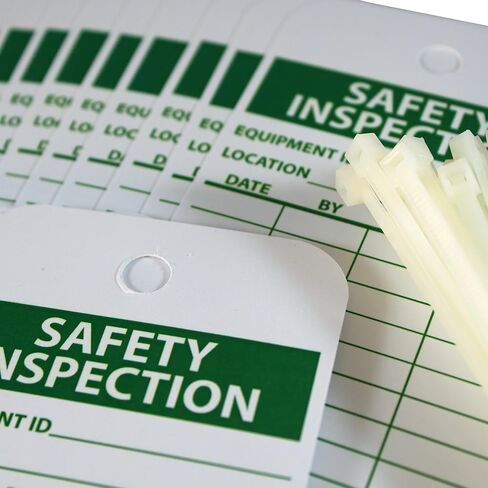NMC Inspection Record Tag with Ties, 25-Pack, Double-Sided, 3" x 6" Unrippable Vinyl, Made In The USA, RPT170 in Saudi Arabia