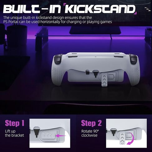 حافظة Seltureone for Playstation Portal Premium TPU مع مسند، قاعدة حماية ناعمة مرنة لبوابة Playstation، حماية شبه مغلقة، مقاومة للتقشير، لبوابة Playstation - أسود in Saudi Arabia