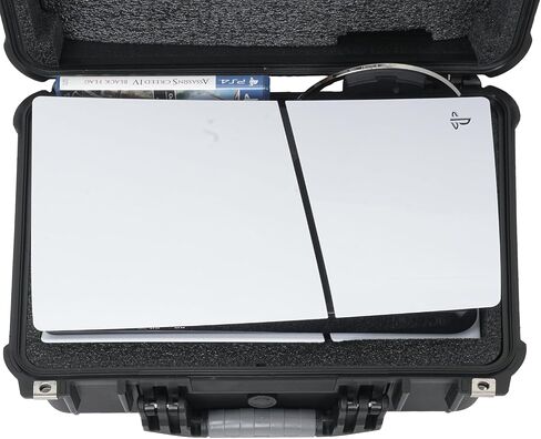 حافظة Case Club صلبة لتناسب PS5 Slim - حقيبة حمل مقاومة للماء تتضمن مساحة تخزين لسماعات الرأس وفتحات مخصصة للعبة واحدة وحامل و1-2 وحدة تحكم (PlayStation 5 Slim) in Saudi Arabia