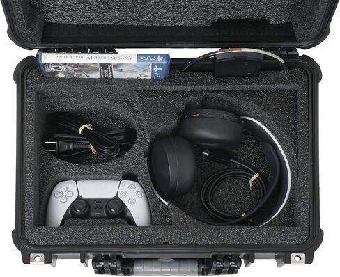 حافظة Case Club صلبة لتناسب PS5 Slim - حقيبة حمل مقاومة للماء تتضمن مساحة تخزين لسماعات الرأس وفتحات مخصصة للعبة واحدة وحامل و1-2 وحدة تحكم (PlayStation 5 Slim) in Saudi Arabia