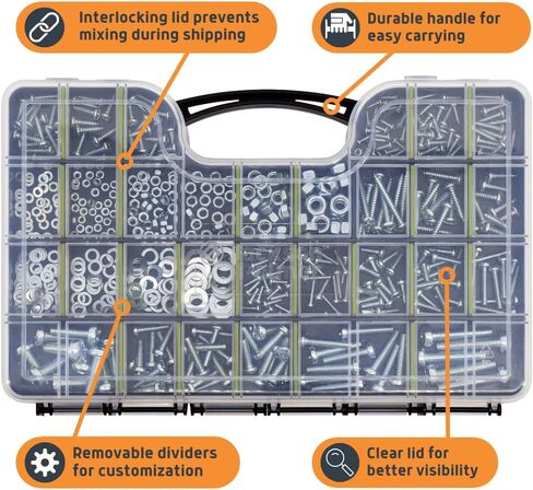 Jackson Palmer 1,000 Piece Hardware Assortment Kit with Screws, Nuts, Bolts & Washers (Double Sided case)… in Saudi Arabia
