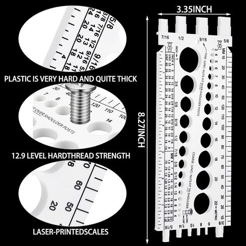 Hoteam 2 Pieces Nut Bolt Thread Gauge Checker Plastic Bolt Size and Thread Gauge Bolt Nut Thread Measure Gauge Bolt and Nut Identifier Gauge Bolt Gauge with Inch and Centimeter Ruler(Red) in Saudi Arabia