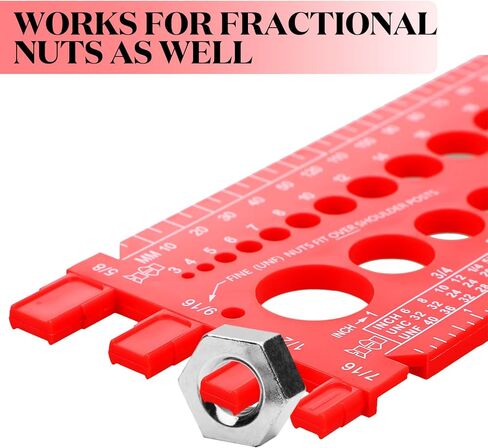 Hoteam 2 Pieces Nut Bolt Thread Gauge Checker Plastic Bolt Size and Thread Gauge Bolt Nut Thread Measure Gauge Bolt and Nut Identifier Gauge Bolt Gauge with Inch and Centimeter Ruler(Red) in Saudi Arabia
