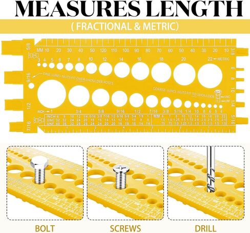 Hoteam 2 Pieces Nut Bolt Thread Gauge Checker Plastic Bolt Size and Thread Gauge Bolt Nut Thread Measure Gauge Bolt and Nut Identifier Gauge Bolt Gauge with Inch and Centimeter Ruler(Red) in Saudi Arabia