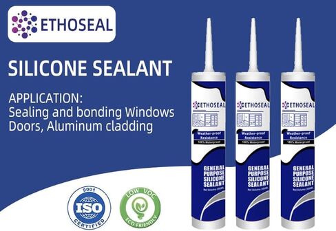 Clear EthoSeal Waterproof Caulk & Sealant 100% RTV Silicone Sealant, 10oz Cartridge, Zero Odor & Won't Yellow Silicone Clear in Saudi Arabia