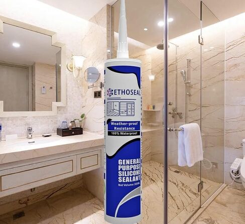 Clear EthoSeal Waterproof Caulk & Sealant 100% RTV Silicone Sealant, 10oz Cartridge, Zero Odor & Won't Yellow Silicone Clear in Saudi Arabia