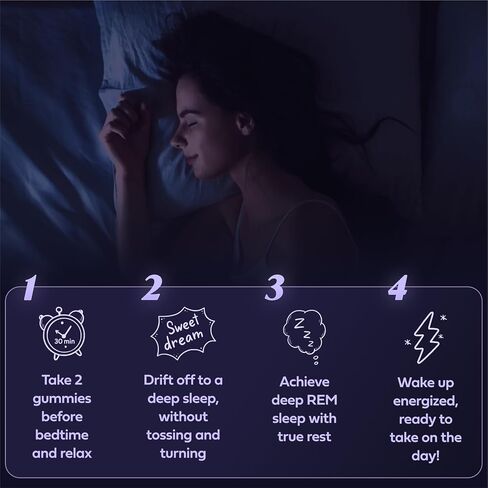 مساعد النوم الطبيعي من SweetDreams Dream Gummies للبالغين، 5 ملغ من الميلاتونين والمغنيسيوم وL-الثيانين - مكمل غذائي نباتي - علكات الميلاتونين لدورات النوم العميق المريحة (قمر الفراولة) in Saudi Arabia