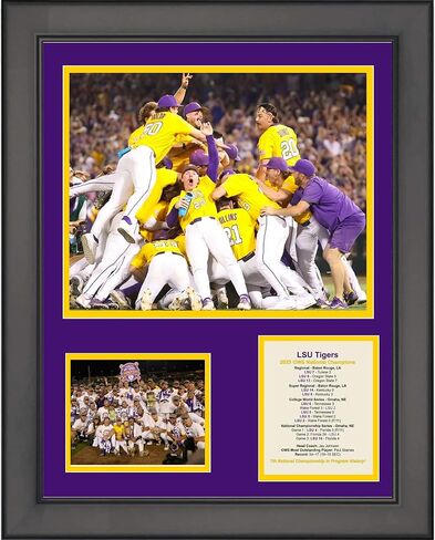 مؤطرة LSU Tigers 2023 بطولة العالم للكلية للرجال NCAA الأبطال الوطنيين 11 بوصة × 14 بوصة بيسبول ثلاث صور مجمعة in Saudi Arabia