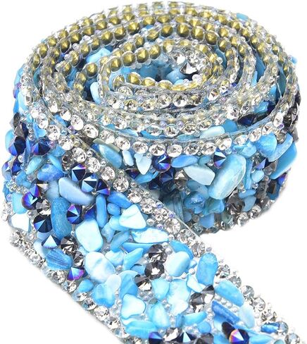 شريط تثبيت ساخن من حجر الراين الكريستالي الملون بحجر جوهرة صناعي مطرز بالحديد على سلسلة تزيين إكسسوارات الخياطة من أجل ديكور أحذية الزفاف DIY (وردي، عرض 2 سم) in Kuwait