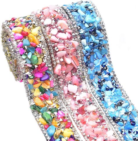 شريط تثبيت ساخن من حجر الراين الكريستالي الملون بحجر جوهرة صناعي مطرز بالحديد على سلسلة تزيين إكسسوارات الخياطة من أجل ديكور أحذية الزفاف DIY (وردي، عرض 2 سم) in Kuwait