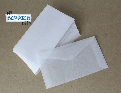 Glassine Mini Lotto Lottery Ticket Wedding Favor Game Envelopes State Scratch Off Tissue Scratcher Game Gift Cards Envelopes Qty 100 3 1/4" x 4 7/8" Translucent in Saudi Arabia