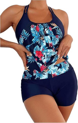 SOLY HUX Women's Beachwear Tankini Bathing Suits Swim Tank Top with Boy Shorts Two Piece Swimsuit in Saudi Arabia