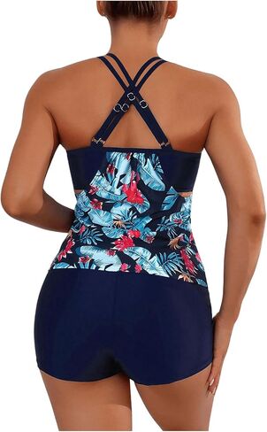 SOLY HUX Women's Beachwear Tankini Bathing Suits Swim Tank Top with Boy Shorts Two Piece Swimsuit in Saudi Arabia