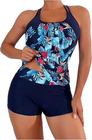 SOLY HUX Women's Beachwear Tankini Bathing Suits Swim Tank Top with Boy Shorts Two Piece Swimsuit in Saudi Arabia