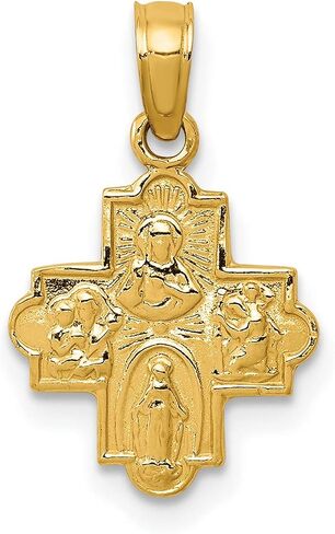 Jewelry Stores Network Mini Four Way Cross Cruciform Pendant in Real 14k Yellow Gold 12x11mm in Saudi Arabia