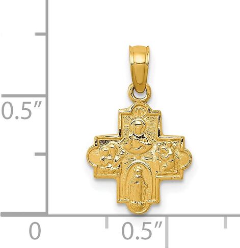 Jewelry Stores Network Mini Four Way Cross Cruciform Pendant in Real 14k Yellow Gold 12x11mm in Saudi Arabia