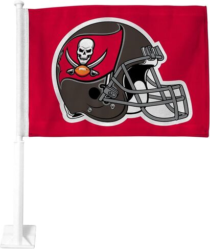Rico Industries NFL Tampa Bay Buccaneers - Helmet on Red Car Flag with included Pole , 16 x 19.5" in Saudi Arabia