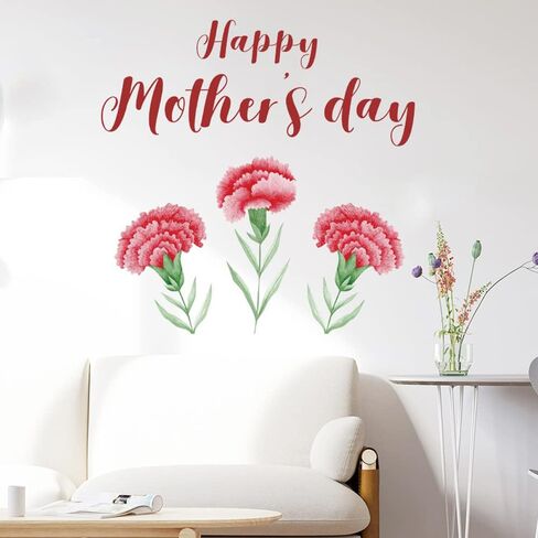 Mother's Day Decorations Window Clings Decals Flower Window Stickers for Party Decoration Supplies Kids School Home Office Glass Window Living Room Wall Art Decor in Saudi Arabia