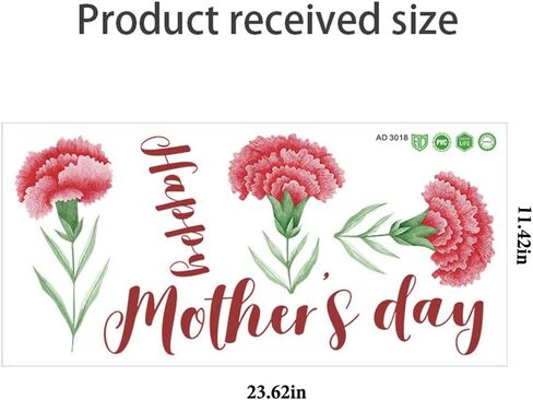 Mother's Day Decorations Window Clings Decals Flower Window Stickers for Party Decoration Supplies Kids School Home Office Glass Window Living Room Wall Art Decor in Saudi Arabia