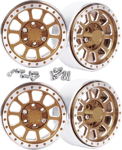 RC 1.9in Beadlock Wheel Rims for 1/10 Crawler TRX-4 Axia1 SCX10 SCX10 II 90046 SCX10 III D90,Aluminum Heavy Duty Wheel Rims,4pcs,Black in Kuwait