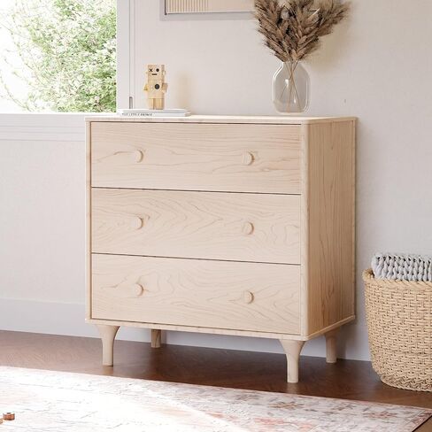 Babyletto Lolly 3-Drawer Changer Dresser with Removable Changing Tray in Black and Washed Natural, Greenguard Gold Certified in Saudi Arabia
