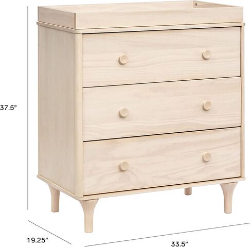 Babyletto Lolly 3-Drawer Changer Dresser with Removable Changing Tray in Black and Washed Natural, Greenguard Gold Certified in Saudi Arabia