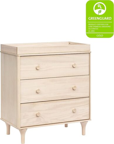 Babyletto Lolly 3-Drawer Changer Dresser with Removable Changing Tray in Black and Washed Natural, Greenguard Gold Certified in Saudi Arabia