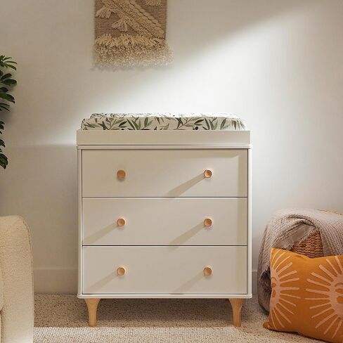 Babyletto Lolly 3-Drawer Changer Dresser with Removable Changing Tray in Black and Washed Natural, Greenguard Gold Certified in Saudi Arabia