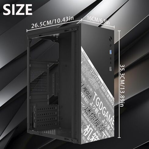 حافظة TGD-1/matx، حافظة itx، حافظة كمبيوتر Micro ATX للمكتب، تدعم MATX، Mini-ITX، حافظة Micro ATX رفيعة مع USB3.0x1، منفذ USB2.0x1I/O، أسود بدون مراوح in Kuwait