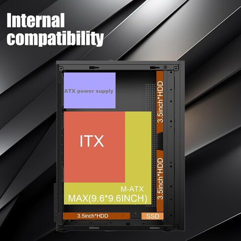 حافظة TGD-1/matx، حافظة itx، حافظة كمبيوتر Micro ATX للمكتب، تدعم MATX، Mini-ITX، حافظة Micro ATX رفيعة مع USB3.0x1، منفذ USB2.0x1I/O، أسود بدون مراوح in Kuwait