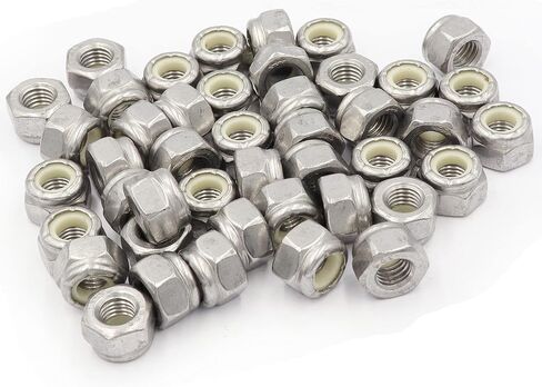 LBY 45pcs 1/4-28 Nylon Insert Hex Lock Nuts, 304 Stainless Steel (Silver) in Saudi Arabia