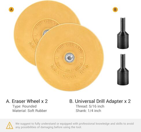 EWK 2 Pcs Rounded Rubber Eraser Wheel Decal Remover Set for Cars, RVs, Trucks, Boats, Windows, Metal, Glass in Saudi Arabia