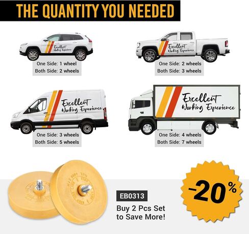 EWK 2 Pcs Rounded Rubber Eraser Wheel Decal Remover Set for Cars, RVs, Trucks, Boats, Windows, Metal, Glass in Saudi Arabia