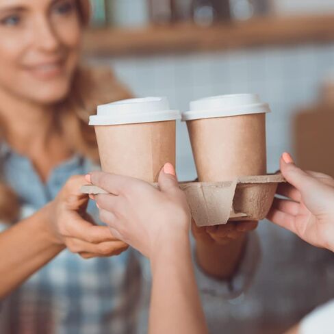 NDSWKR 100 عبوة حامل مشروبات من ألياف اللب، صينية حاملة كوبين، صينية حامل أكواب للاستعمال مرة واحدة للمشروبات الساخنة أو الباردة، المقاهي، المطاعم، خدمة توصيل الطعام in Kuwait