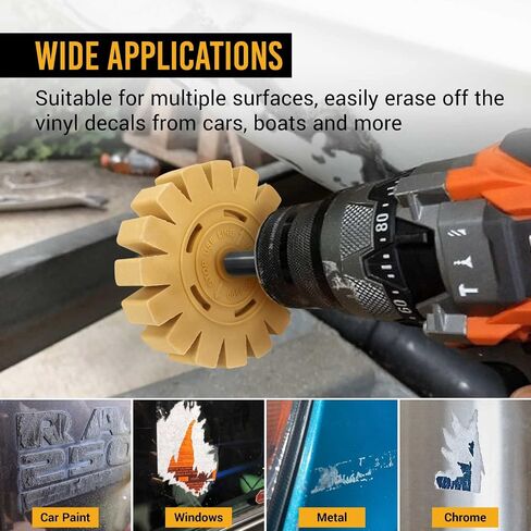 EWK 2 Pcs Rounded Rubber Eraser Wheel Decal Remover Set for Cars, RVs, Trucks, Boats, Windows, Metal, Glass in Saudi Arabia