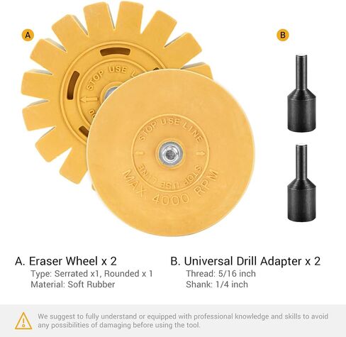 EWK 2 Pcs Rounded Rubber Eraser Wheel Decal Remover Set for Cars, RVs, Trucks, Boats, Windows, Metal, Glass in Saudi Arabia