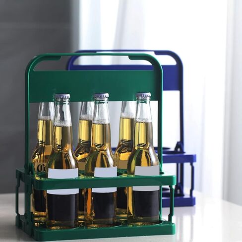 حامل زجاجات بيرة قابل للطي، 6 زجاجات من البلاستيك مع مقبض، حامل مشروبات للتسليم، حاوية مشروبات لنزهة الشواء في الهواء الطلق، نقل آمن وسهل (أسود) in Kuwait