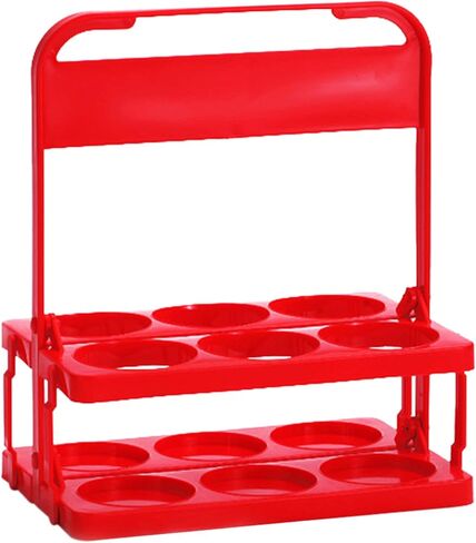 حامل زجاجات بيرة قابل للطي، 6 زجاجات من البلاستيك مع مقبض، حامل مشروبات للتسليم، حاوية مشروبات لنزهة الشواء في الهواء الطلق، نقل آمن وسهل (أسود) in Kuwait