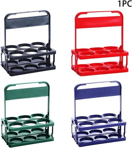 حامل زجاجات بيرة قابل للطي، 6 زجاجات من البلاستيك مع مقبض، حامل مشروبات للتسليم، حاوية مشروبات لنزهة الشواء في الهواء الطلق، نقل آمن وسهل (أسود) in Kuwait